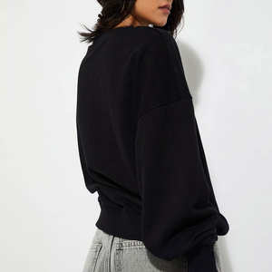 Oversized <b>Women</b> Casual Sweatshirt Crew Neck <b>Hoodie</b> Solid Pattern 100% Cotton Fleece Waterproof Winter with Back Logo - Product Image 2