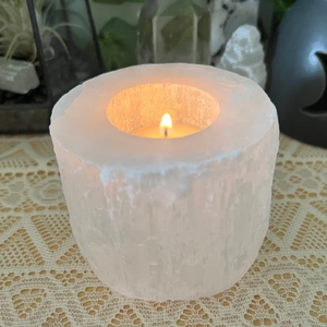 Bougeoir en sélénite moderne fait à la main, vase rond élégant pour photophore, bocaux modernes pour décoration d'intérieur - Product Image 3