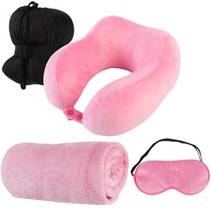 <span class=keywords><strong>Set</strong></span> bantal leher perjalanan, lengkap 1.65 lb 11 inci dengan selimut bulu dan Masker Mata, bukan lateks - Product Image 5