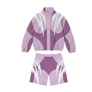 แจ็กเก็ตกันลมโพลีเอสเตอร์บล็อกสีย้อนยุคชุดวอร์มสั้นเสื้อฮิปฮอประบายอากาศได้สำหรับฤดูใบไม้ร่วงขนาดพิเศษ - Product Image 6