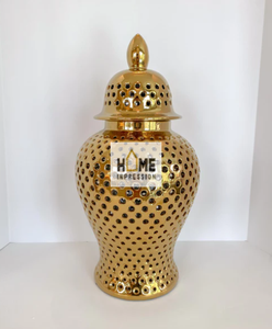 Venta caliente moderna cocina de gran tamaño oro lujo jengibre y flores tarros multiusos oro Maline mesas de lujo tarros de jengibre - Product Image 3