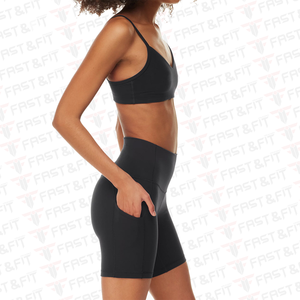 2023 nuevo diseño conjunto de ropa de gimnasio para mujer Conjunto de sujetador de la mejor calidad por encima de la rodilla Tops cortos patrón sólido precio barato 2 uds MOQ - Product Image 4