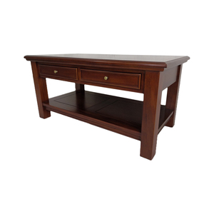 Table basse Desione en bois d'acajou, design traditionnel, structure en bois massif, meuble de salon, base inférieure pour placer des objets - Product Image 2