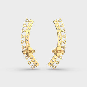 Pendientes de Diamantes Redondos Cultivados en Laboratorio con Certificación IGI, Oro Amarillo/Blanco/Rosa de 14K, Pendientes de Diamantes Curvos - Product Image 4