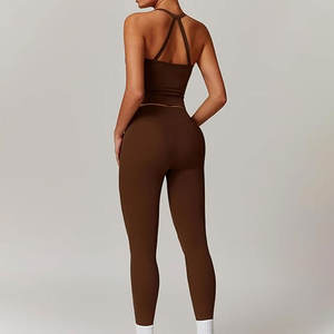 Ensemble de sport de yoga pour femmes écologique de haute qualité vêtements de sport en gros personnalisés avec short taille basse techniques lavées - Product Image 2