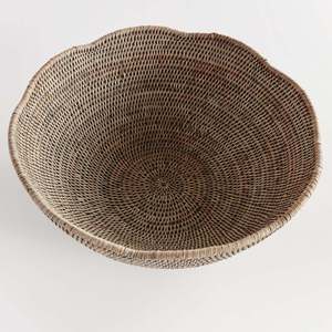 Wholesale Burma <b>Grey</b> Rattan Scalloped Bowl by TienPhong | Handwoven Decorative Serving & Fruit Bowl <b>for</b> Boho & Rustic Decor - Product Image 3