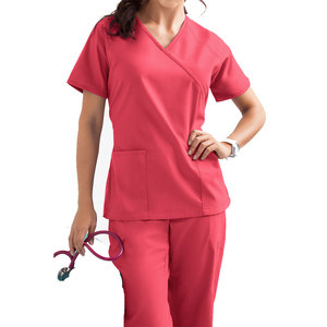 Vêtements médicaux gris élégants pour femmes, blouse et pantalon d'infirmière en polyester extensible, chemise à lacets pour hôpital - Product Image 4