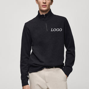 Suéteres de Invierno al por Mayor OEM, Cuello Redondo, Cierre de Media Cremallera, Tejido Grueso, 100% Algodón, Personalizables con Logotipo Bordado - Product Image 1