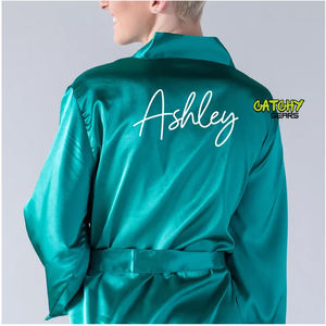 Bata de novia de satén con logotipo personalizado para mujer, bata de novia y dama de honor para fiesta, venta al por mayor - Product Image 4