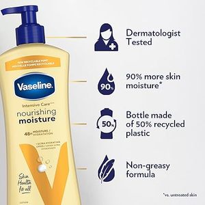 Vaseline Intensive Care Body Lotion Nourishing Moisture 4 pk for Dry Skin, with Ultra-Hydrating Lipids + Pure <b>Oat</b> Extract 20.3oz - Product Image 2