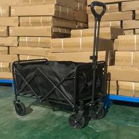 Chariot pliable robuste à cadre métallique avec poignée réglable, idéal pour le jardin et la plage