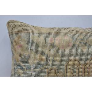 Bohemian Kantha Patchwork Wool <b>Pillow</b> 16x24 Inch Beige Floral Vintage Woven Design for Bedding Living Portable Christmas Decor - Product Image 2