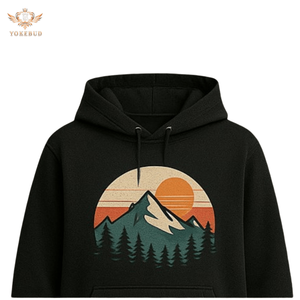 YOKEBUD, Jersey informal negro para mujer, con capucha Sudadera, estampado de montaña Retro, forro polar, 100% algodón, sudadera cálida, transpirable de talla grande - Product Image 2