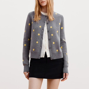 Cardigan Lavorato a <span class=keywords><strong>Maglia</strong></span> a <span class=keywords><strong>Pois</strong></span> di Alta Qualità per Donna, Giacca Maglione Casual alla Moda, Produzione di Fabbrica - Product Image 1