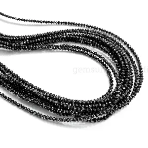 天然黑色钻石刻面龙德尔珠用于珠宝制作时尚礼品配件从印度出售