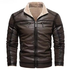 Autumn Men's Leather Wool Coated Varsity <b>Jacket</b> High-quality Fashion Thickened Warm <b>Slim</b> <b>Fitting</b> Stand Collar Hooded Front Logo - Product Image 5