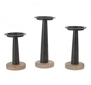 Bougeoirs en bois d'acacia de couleur marron de table pièce maîtresse de mariage décorative pour restaurant à domicile ou hôtel - Product Image 3