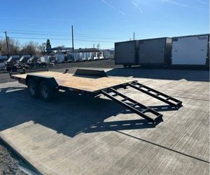 Nuevo 7x18 Tandem Axle 10K Flatbed Dump Trailer Semirremolque de acero a la venta - Product Image 3