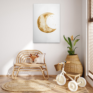 Hecho en Alemania-Cuadro de lienzo para decoración del hogar luna creciente dorada-Mural de pintura de pared en blanco y amarillo-arte de marco de Camilla - Product Image 3