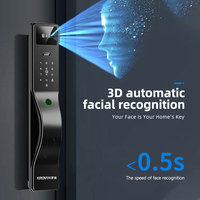 KROVI PR09 OEM/ODM Serrure de porte intelligente en alliage d'aluminium avec panneau arrière en fer, reconnaissance faciale entièrement automatique, méthodes de déverrouillage multiples