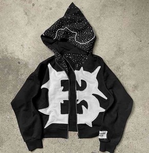 Fabricant personnalisé 400gsm Heavyweight Thermal Distressed Embroidery Vintage Aged Applique Stitching 500gsm Hoodie Cut And Sew - Product Image 4