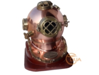 Casque de plongée antique de la marine américaine de 18 pouces, en cuivre, en laiton, en fer, décoration d'intérieur, casque de plongée en eaux profondes avec base