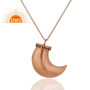 Meilleure vente collier pendentif en forme de corne en quartz fumé plaqué or rose en argent sterling Fabricant de bijoux fins Demi - Product Image 2
