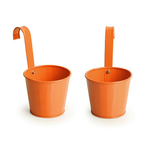 กระถางเหล็กแขวนผนังโลหะชุบสังกะสีสีส้มสำหรับระเบียงสวนและตกแต่งบ้านราวบันไดต้นไม้ - Product Image 1