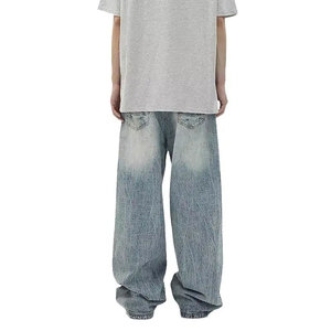 Jeans à coupe régulière personnalisés, style tendance, très vendus, pour les entreprises, denim de haute qualité avec logo personnalisé, décontracté - Product Image 4