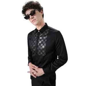Camisa de vestir con botones para hombre con diseño ajustado, costuras de alta calidad y aspecto sofisticado para bodas y reuniones - Product Image 4