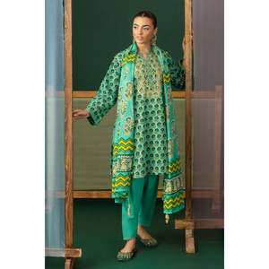 ชุดสูทผ้าลอนปักลายโกต้า 3 ชิ้นสำหรับผู้หญิง พร้อมผ้าคลุมไหล่พิมพ์ลาย รุ่น CL-62044 - Product Image 1