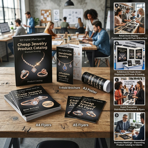 Service <span class=keywords><strong>d</strong></span>'impression numérique XJY pour catalogues de bijoux, <span class=keywords><strong>d</strong></span>épliants, affiches et brochures pliées avec impression offset et UV sélectif - Product Image 1