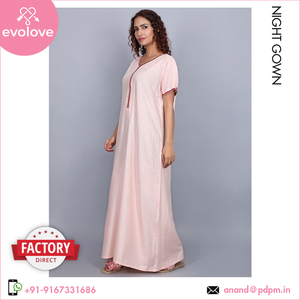 Vente chaude 100% rayonne popeline tissu femmes longue robe de nuit large couleur disponible Bio lavé vêtements de nuit usage domestique été moitié - Product Image 2