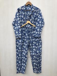 Pyjama en coton fleuri fait main, ensemble de pyjama en coton imprimé à la main, tenue de nuit indienne florale en coton - Product Image 4