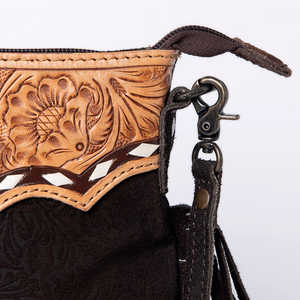 Sac à bandoulière en cuir de vachette véritable fait à la main Vintage Western frange Floral sculpté bohème dame été sangle unique épaule - Product Image 4