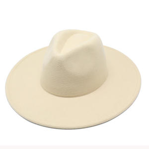 Women <b>Men</b> Fashion 9.5 cm Wide Customized logo Panama Felt Hat Wide Brim Felt <b>Fedora</b> Hat - Product Image 6