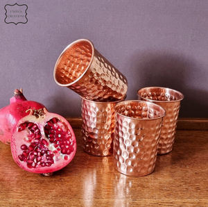 Gobelet en cuivre pur fait à la main traditionnel indien ayurvédique tasse à boire pour la santé élégant décor à la maison gobelet en cuivre - Product Image 3