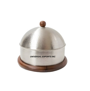 Metal <b>Food</b> <b>Warmer</b> Silver Finished Dinnerware Handmade Designer Casserole Hot Selling Wholesale Fancy metal Hotpot - Product Image 4