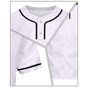 Maillot de baseball unisexe de haute qualité à deux boutons, uni, grande taille, respirant, imprimé, uniformes de sport, joueurs de softball, 100% - Product Image 2
