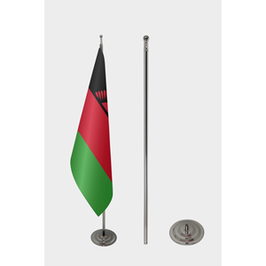 Drapeau officiel du Malawi pour intérieur, imprimé numériquement, en polyester et soie, avec mât en aluminium - Product Image 2