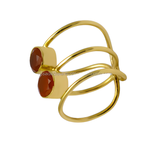 Anillo chapado en oro de Plata de Ley 925 hecho a mano con piedras preciosas de cornalina Anillo de moda con ajuste de bisel romántico para fiesta de boda. - Product Image 5