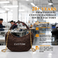 Sac Hobo Croissant Tressé Personnalisé pour Femme, Sac à Main en Cuir Tressé avec Bandoulière Chaîne Dorée, Vente en Gros Usine OEM