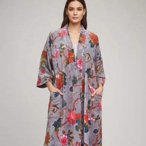 Robe de maison unisexe de luxe en velours, veste bohème avec doublure en coton indien, classique, élégante, sexy, cadeau pour adultes, été - Product Image 1