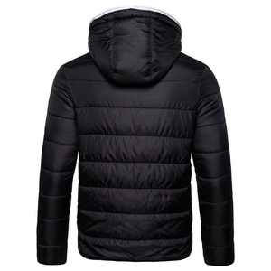 Veste matelassée coupe-vent en toile à col montant et capuche unie pour homme, personnalisable avec logo OEM/ODM, idéale pour l'extérieur en hiver - Product Image 4