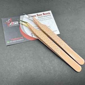 Pince à cils japonaise en acier inoxydable avec logo personnalisé professionnel pointe pointue pour extension de cils outil d'isolation de marque privée - Product Image 4