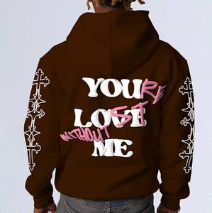 Sweat à capuche surdimensionné personnalisé pour homme, streetwear, imprimé en relief, 100% coton, design brodé, poids lourd, impression 3D en mousse, pour homme - Product Image 3