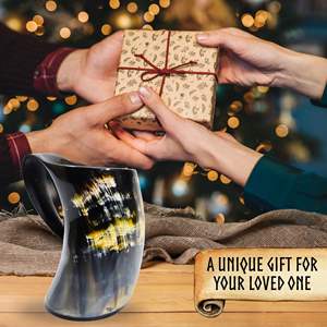 Mug en corne de vache poli de style médiéval, écologique, de qualité supérieure, anti-fuite, pour cadeaux - Product Image 5