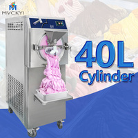 Máquina comercial de helado duro de 40L con cilindro, enfriamiento por agua, para gelato de frutas, congelador por lotes de acero inoxidable, Energy Star