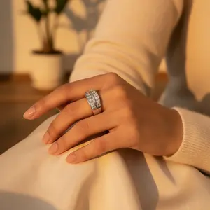 Anillo Ajustable Chapado en Oro Rosa con Incrustaciones de Circonita Cúbica, Romántico y Elegante para Mujer - Product Image 2