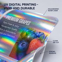 Étiquettes de bouteilles holographiques personnalisées, autocollants adhésifs imperméables en rouleaux pour l'emballage de boissons, jus, café, thé